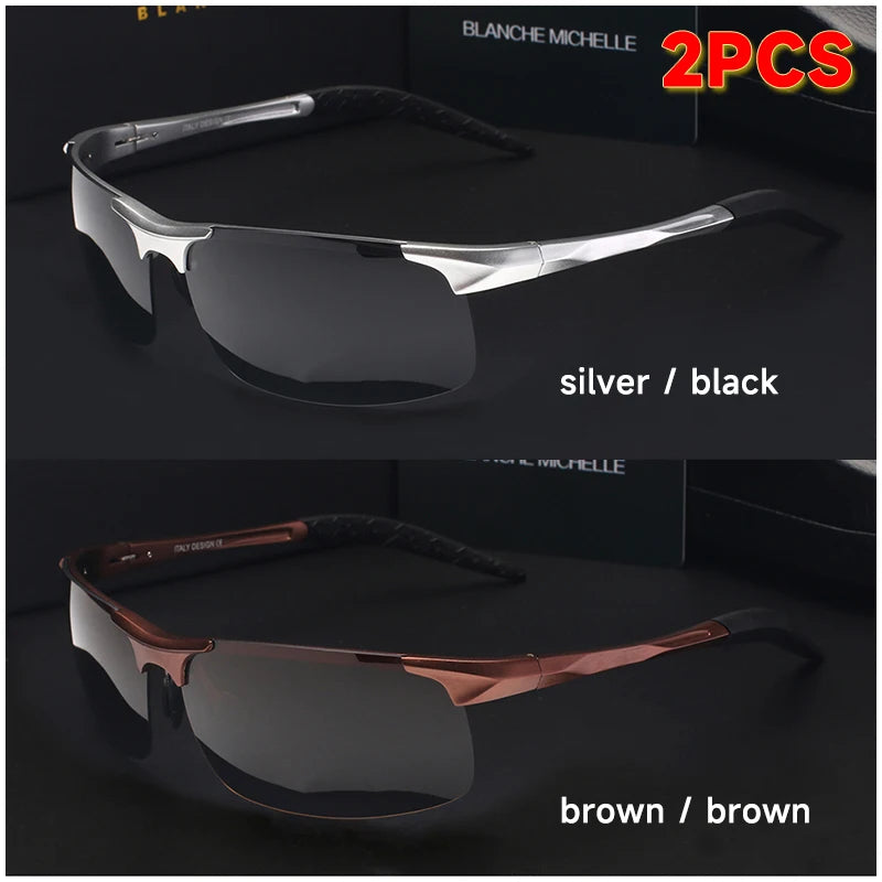 Black and silver rectangular UV400 outdoor driving sunglasses by Corporación Turística, featuring polarized lenses and a stylish design.