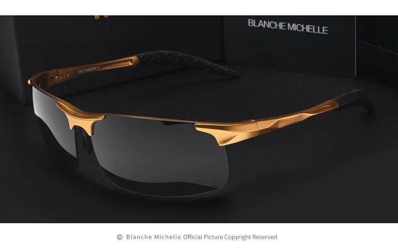 Black and silver rectangular UV400 driving sunglasses from Corporación Turística with outdoor sun protection.