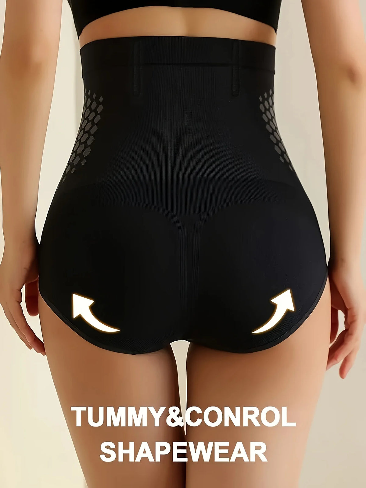 High-waisted shaping underwear for women in black, from Corporación Turística, designed to slim the waist and enhance curves.