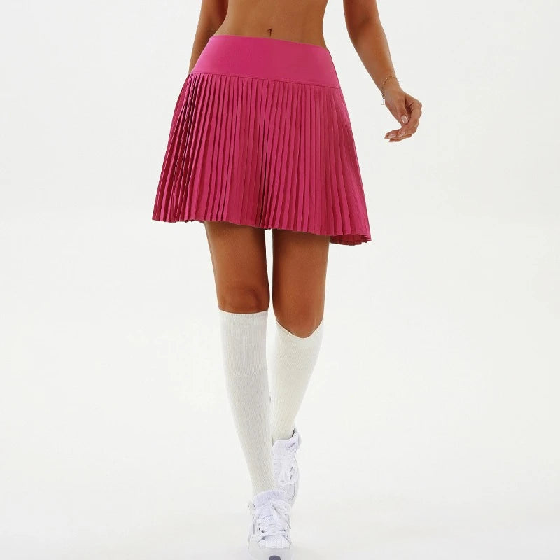 Black XL yoga shorts with a pleated skirt design by Corporación Turística, ideal for fitness and activewear.