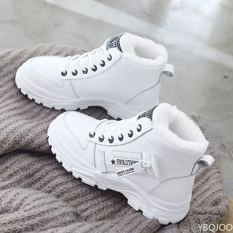 Winter women's shoes by Corporación Turística featuring white sneakers with laces, suitable for cold weather and casual wear.