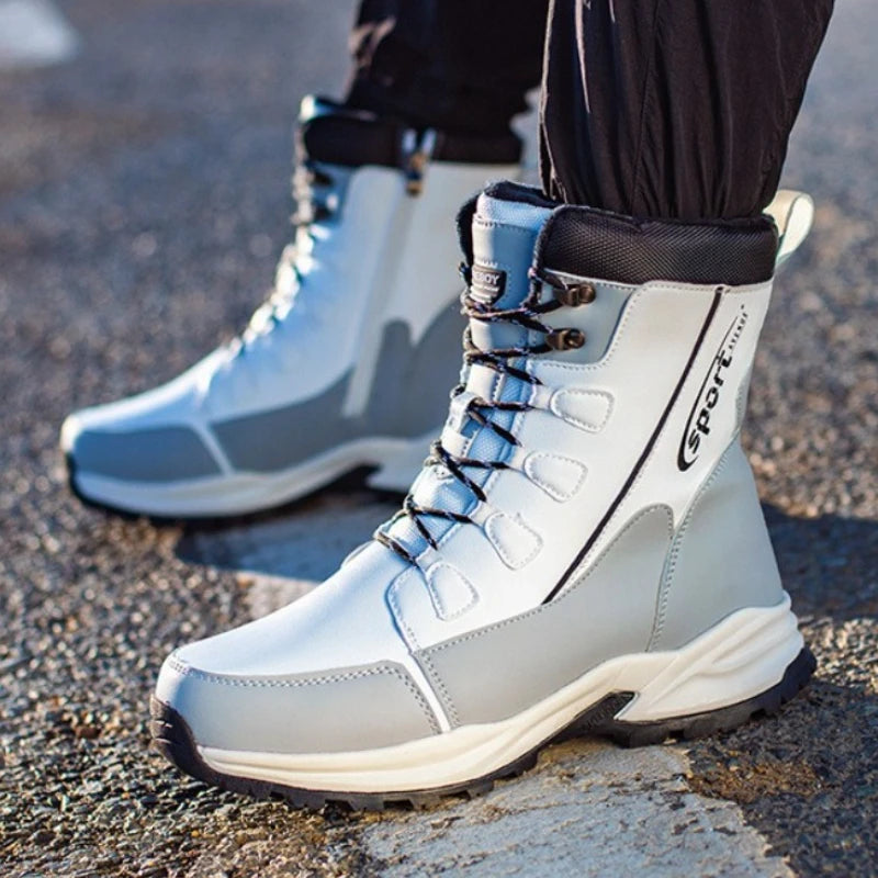 Comfortable white cotton boots from Corporación Turística, featuring a cozy, warm, and fluffy design for paired wear.