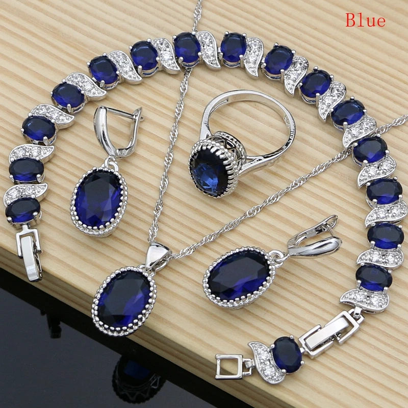 Natural silver jewelry set for women featuring a pendant, crafted from 925 sterling silver, displayed on a white background.