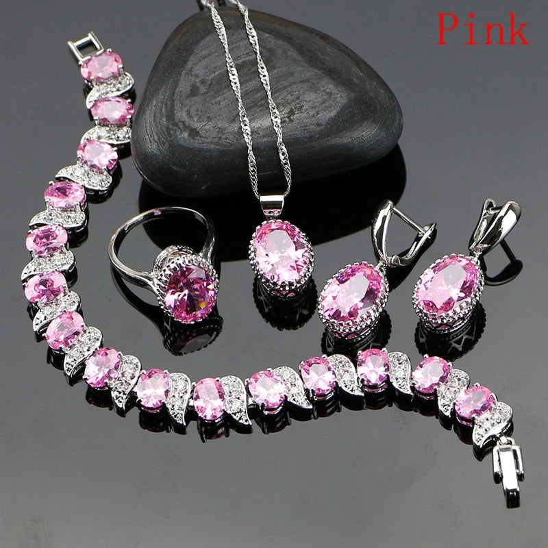 Natural silver jewelry set with pendant for women, featuring 925 sterling silver from Corporación Turística.
