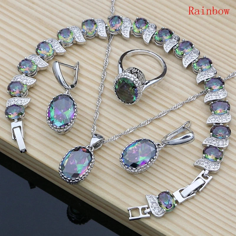 Silver 925 jewelry set for women featuring natural silver pendants and matching accessories, elegant and stylish.