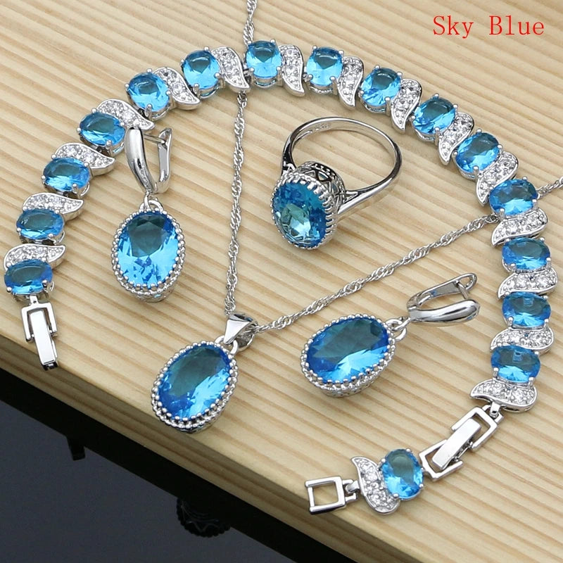 Silver 925 jewelry set for women featuring a pendant and matching accessories, natural and elegant design.
