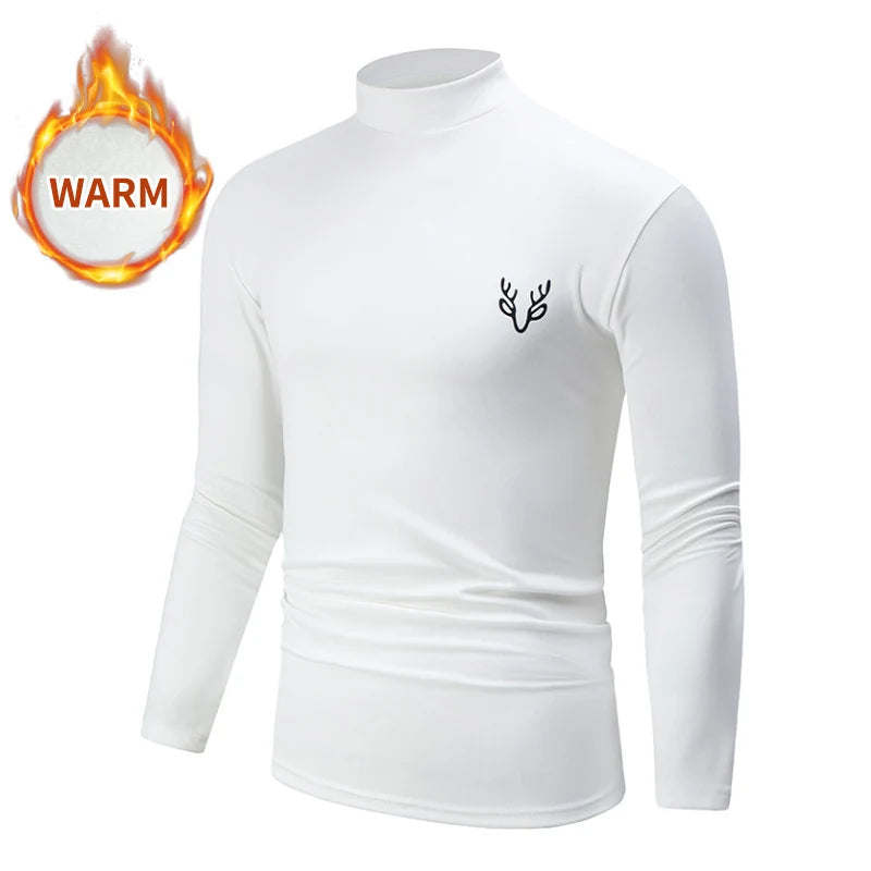 White half-back high-neck autumn coat from Corporación Turística, shown in XL size, with a close-up of the fabric and collar details.