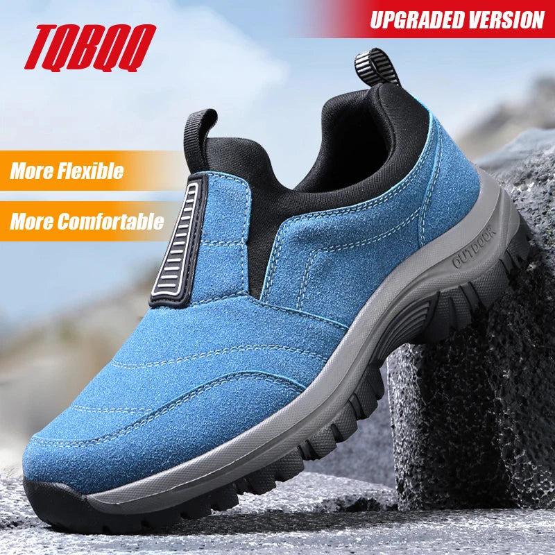 Blue men's casual running shoes by Corporación Turística, lightweight sports sneakers with comfortable design.