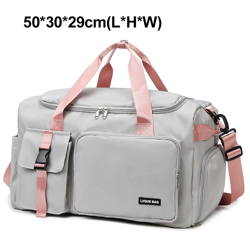 Blue travel bag for women, multifunctional travel backpack by Corporación Turística, with spacious compartments and adjustable straps.