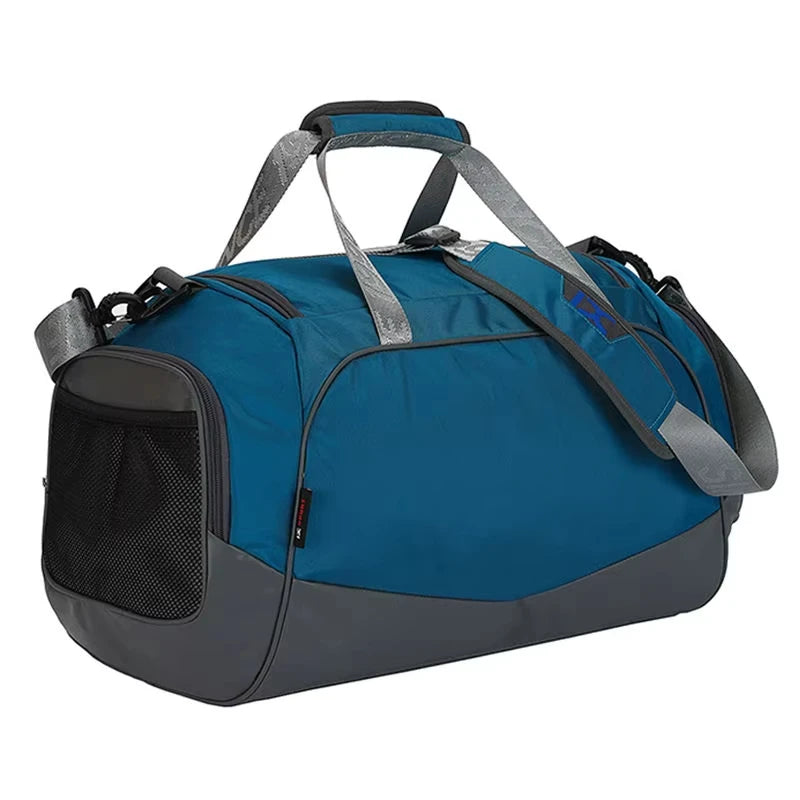 Blue Corporación Turística sports shoulder bag with a single strap, designed as a versatile bandolera for active use.