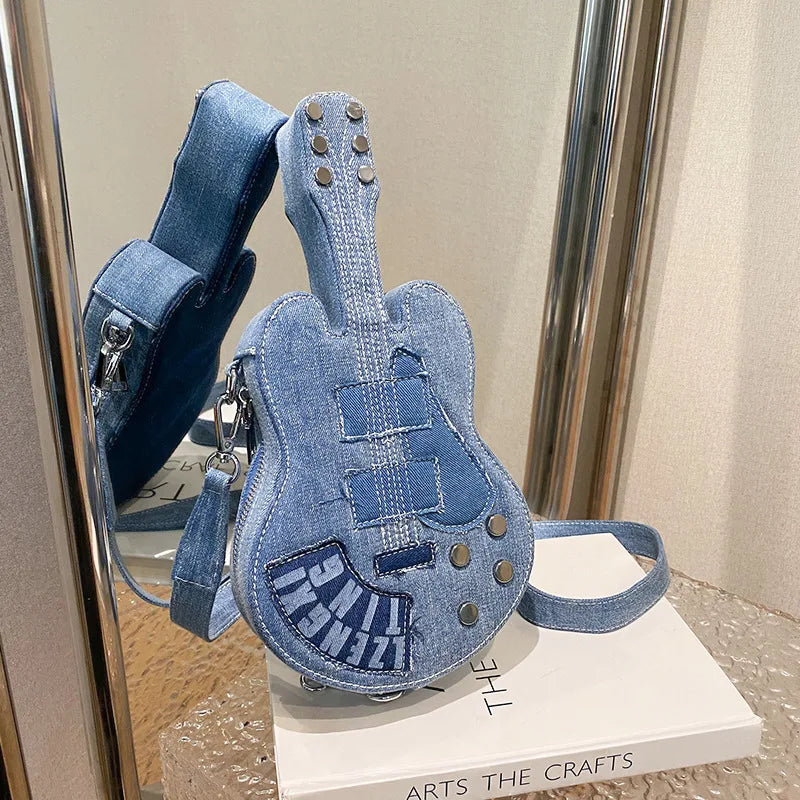 Blue denim crossbody bag for women by Corporación Turística, shoulder bag with adjustable strap and stylish design.