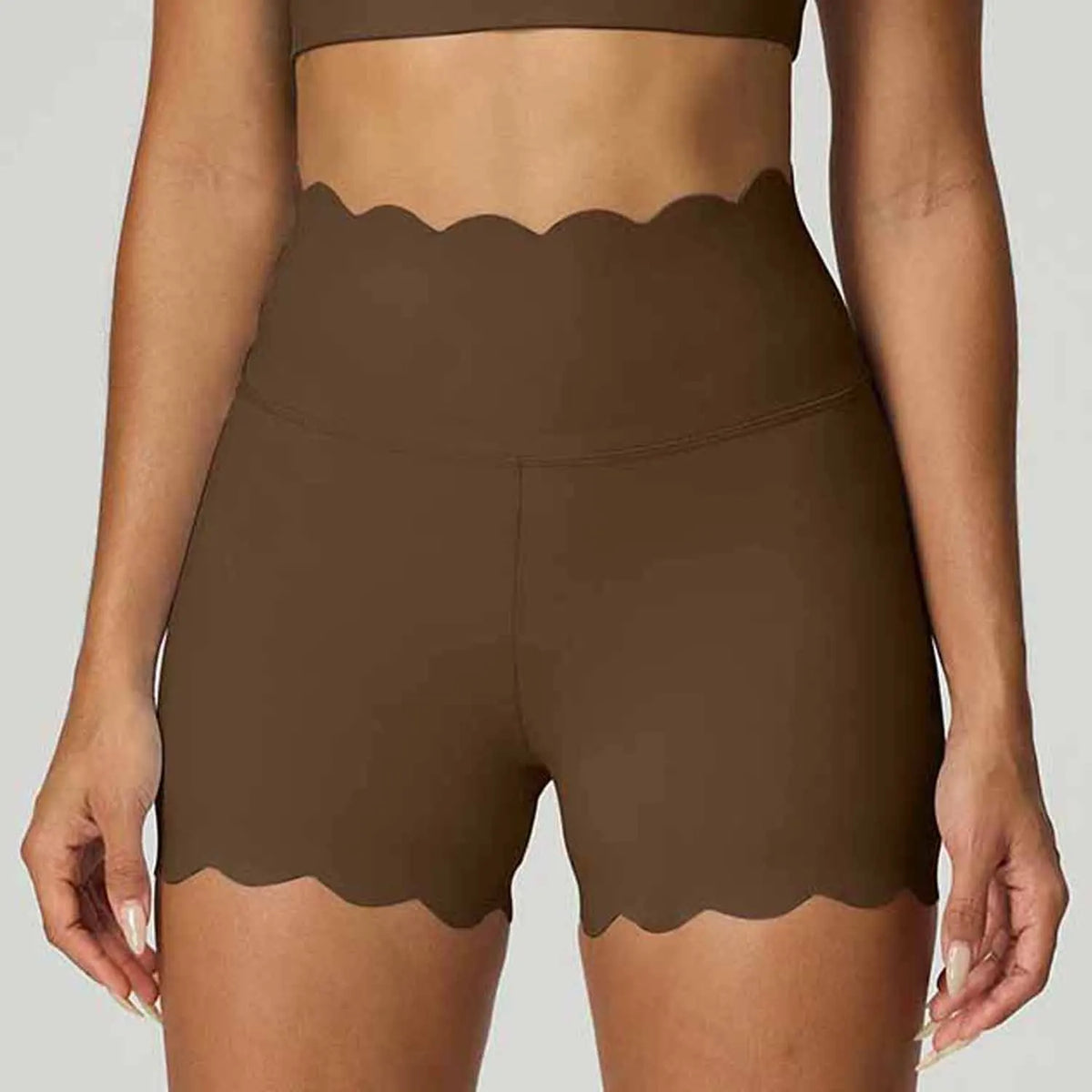 High-waisted yoga shorts for women by Corporación Turística, blue, stretchy fabric, designed for comfort and abdominal control.