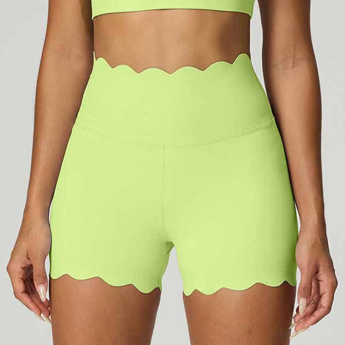 Blue high-waisted yoga shorts for women by Corporación Turística, featuring abdominal control and comfortable fit.
