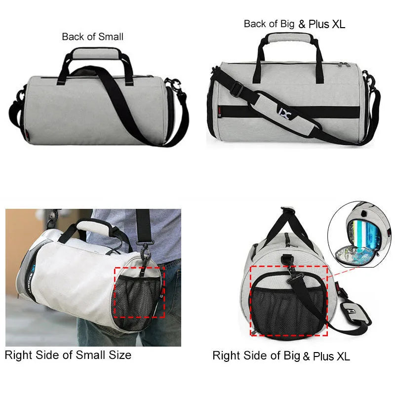 Blue men's gym bag by Corporación Turística featuring separate dry and wet compartments for gym essentials.