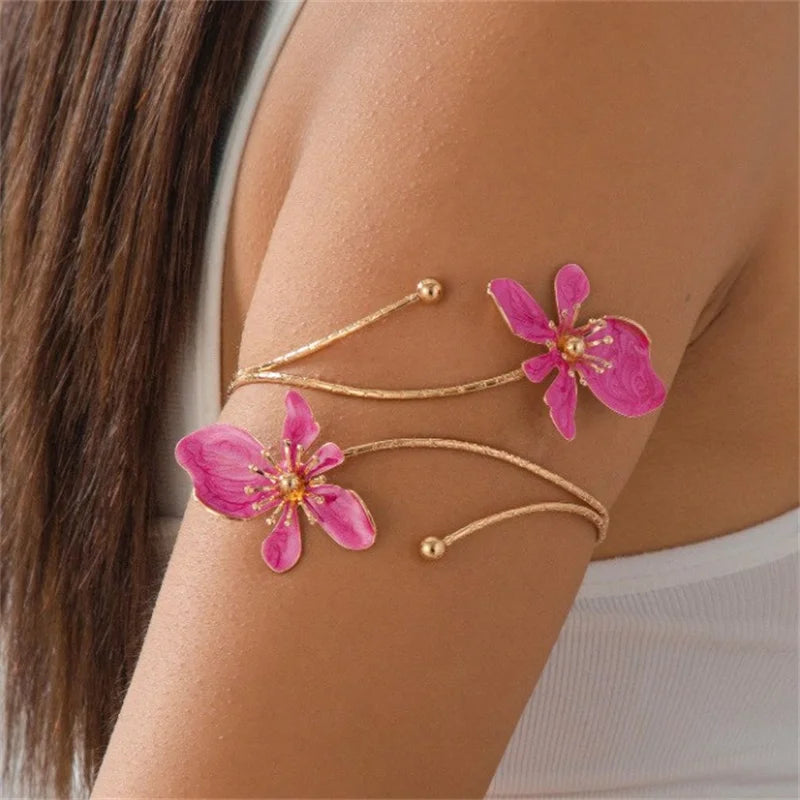 Colorful bohemian floral enamel bracelet for women, featuring vibrant floral patterns and a stylish design.