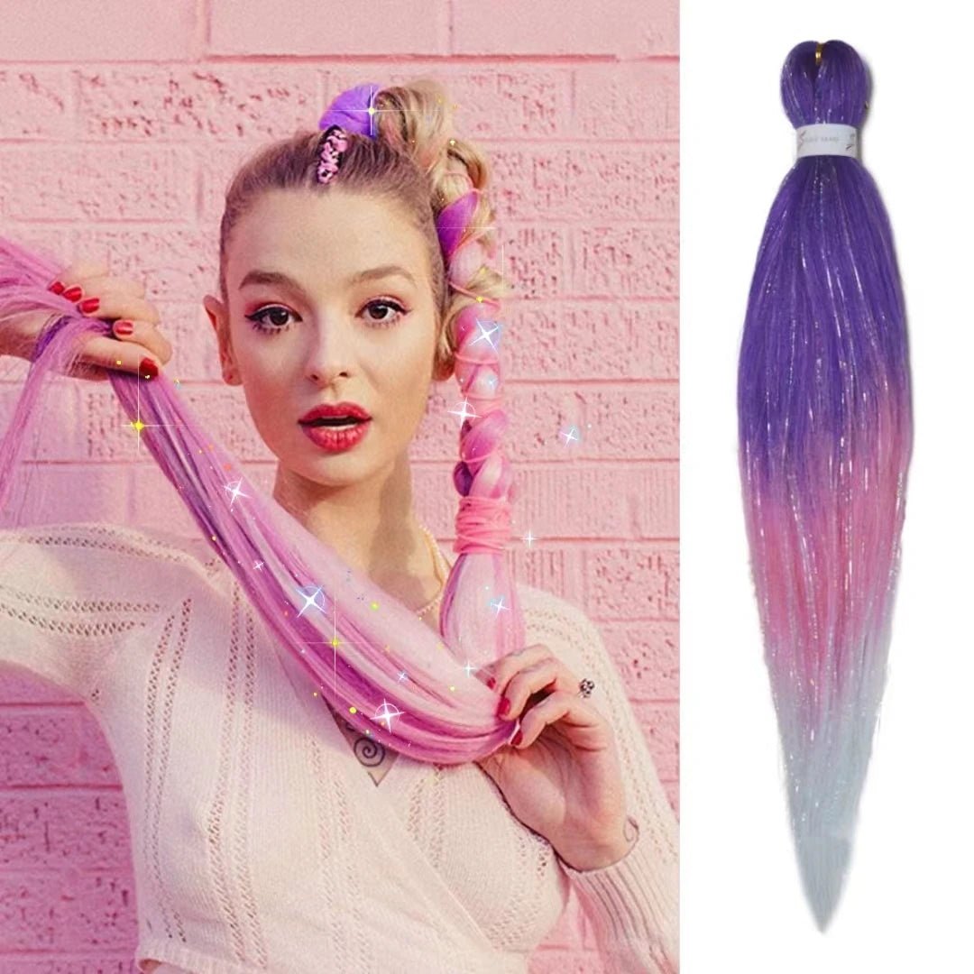 Long blonde hair extensions for girls, straight braid style, 26-inch length, natural look, by Corporación Turística.