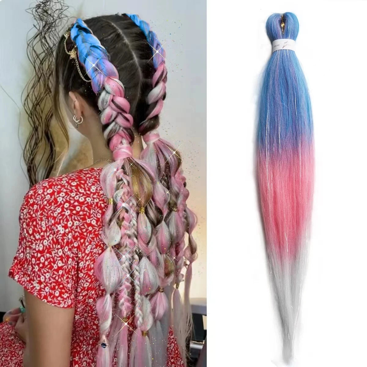 Long girl’s hair extensions with straight braids in 26-inch length, ideal for children, from Corporación Turística.