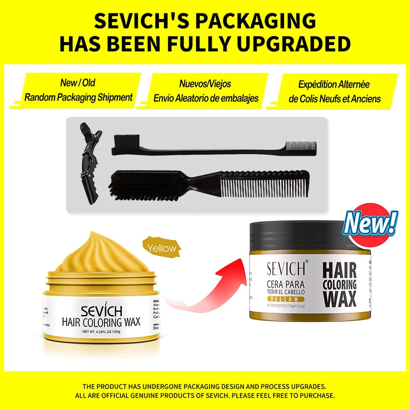 Brown temporary hair wax kit for men by Corporación Turística, showing the 120g wax container and application tools.