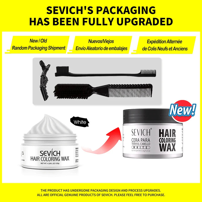 Brown temporary hair wax kit for men by Corporación Turística, showing the 120g wax container and application tools.