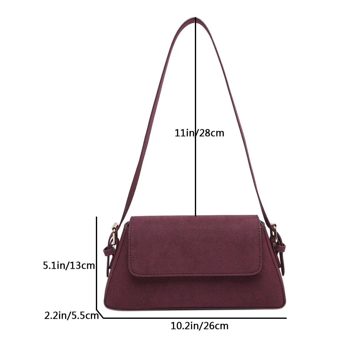 Luxurious purple single-shoulder handbag for women by Corporación Turística, featuring a sleek design and 30cm size.