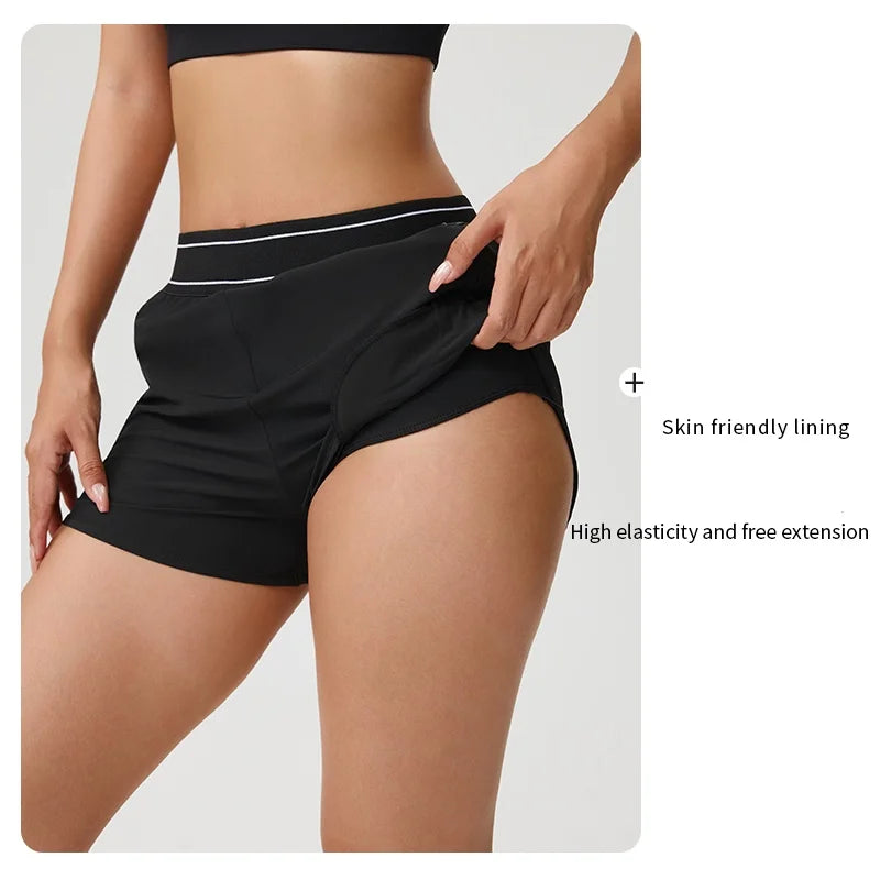 Brown quick-dry yoga shorts by Corporación Turística, ideal for vacation outdoor activities and comfortable movement.