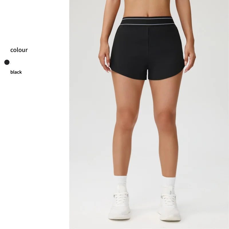 Brown quick-dry yoga shorts by Corporación Turística, designed for comfortable vacation wear and outdoor activities.
