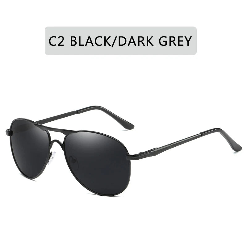 Polarized classic men's sunglasses by Corporación Turística, featuring black frames and tinted lenses for stylish sun protection.