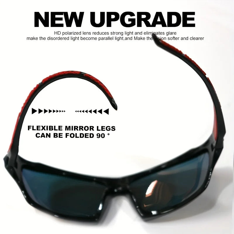 Set of three polarized sports sunglasses for men by Corporación Turística, with black frames and tinted lenses.