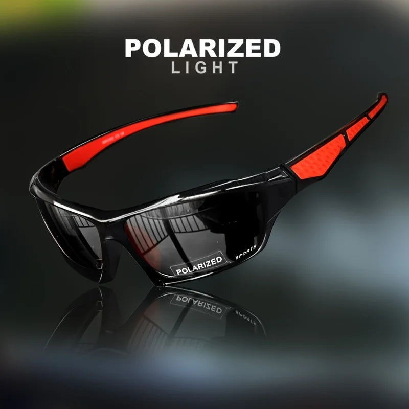 Set of three polarized sports sunglasses for men by Corporación Turística, with sleek black frames and tinted lenses.
