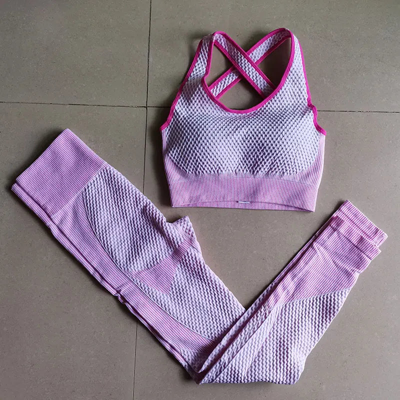 Lavender women's sportswear yoga set by Corporación Turística, two-piece activewear ensemble for exercise and comfort.
