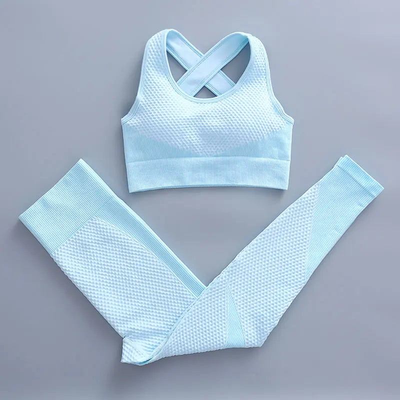 Lavender women's sportswear yoga set by Corporación Turística, two-piece athletic outfit for active wear and yoga practice.