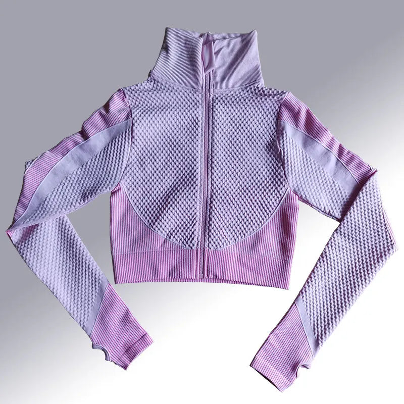 Lavender women's sportswear yoga set by Corporación Turística, two-piece athletic outfit with comfortable fit and breathable fabric.