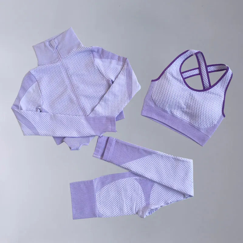 Lavender women's sportswear yoga set by Corporación Turística, two-piece fitness outfit with comfortable fabric and stylish fit.