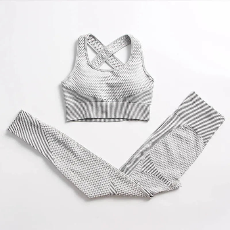 Lavender women's sportswear yoga set by Corporación Turística, two-piece athletic outfit for exercise and activewear.