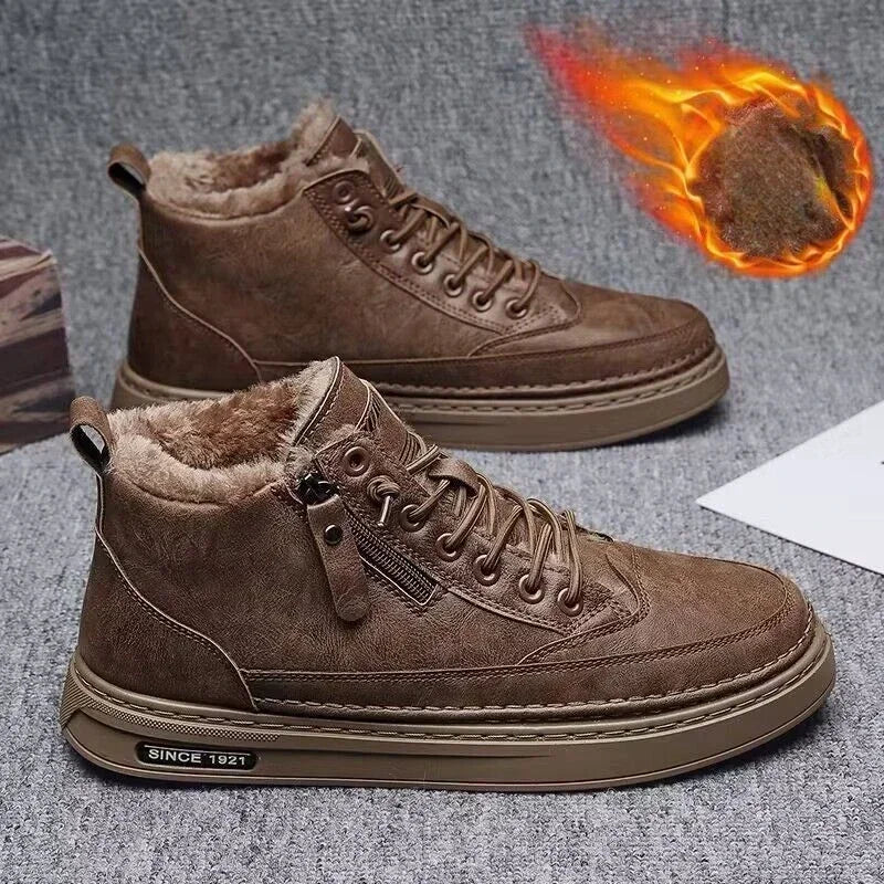 Men's warm cotton shoes by Corporación Turística, snow boots in camel color, suitable for winter outdoor wear.