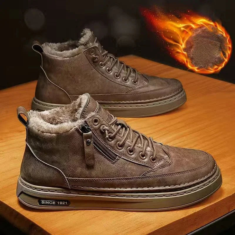 Men's cotton warm shoes by Corporación Turística, featuring snow boots in camel color with a sturdy winter design.
