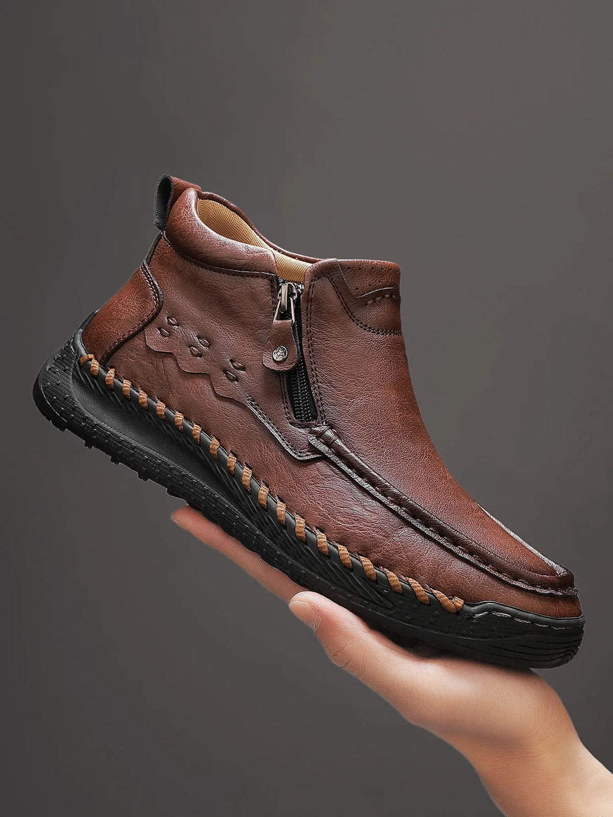High-top men's fashion boots from Corporación Turística in camel color, featuring stylish design and casual sneaker details.