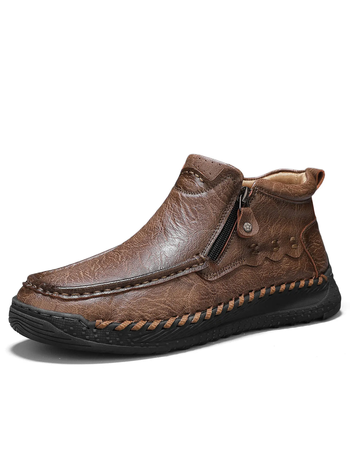 Men's fashion tall boots by Corporación Turística in camel color, stylish and modern footwear for contemporary men's wardrobe.