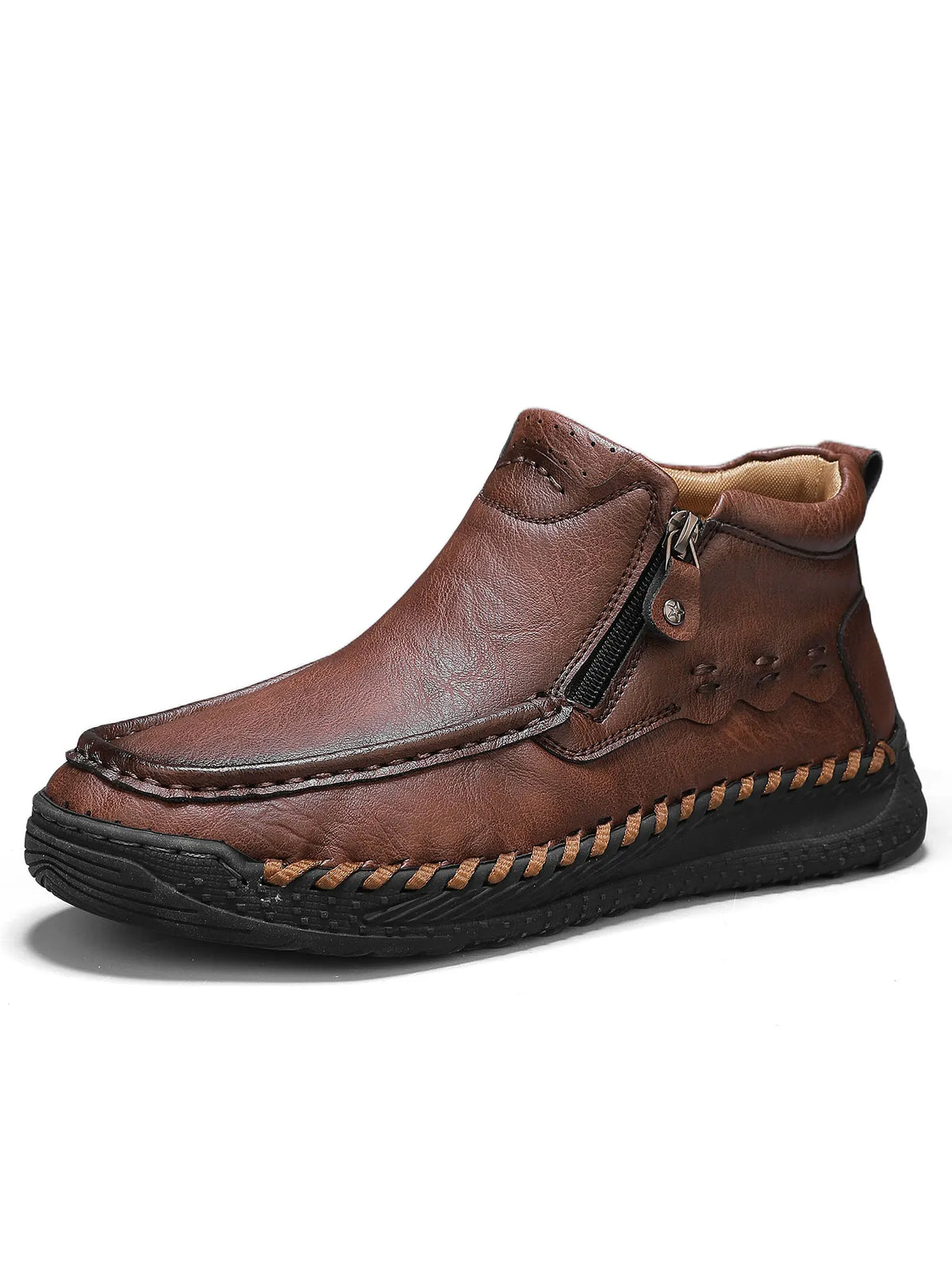 Men's fashion tall boots by Corporación Turística, camel-colored, stylish high boots with a modern design for men.