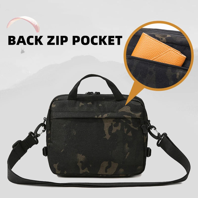 Tactical Molle climbing bag by Corporación Turística with camouflage design, large bandoliera for outdoor hiking and climbing activities.