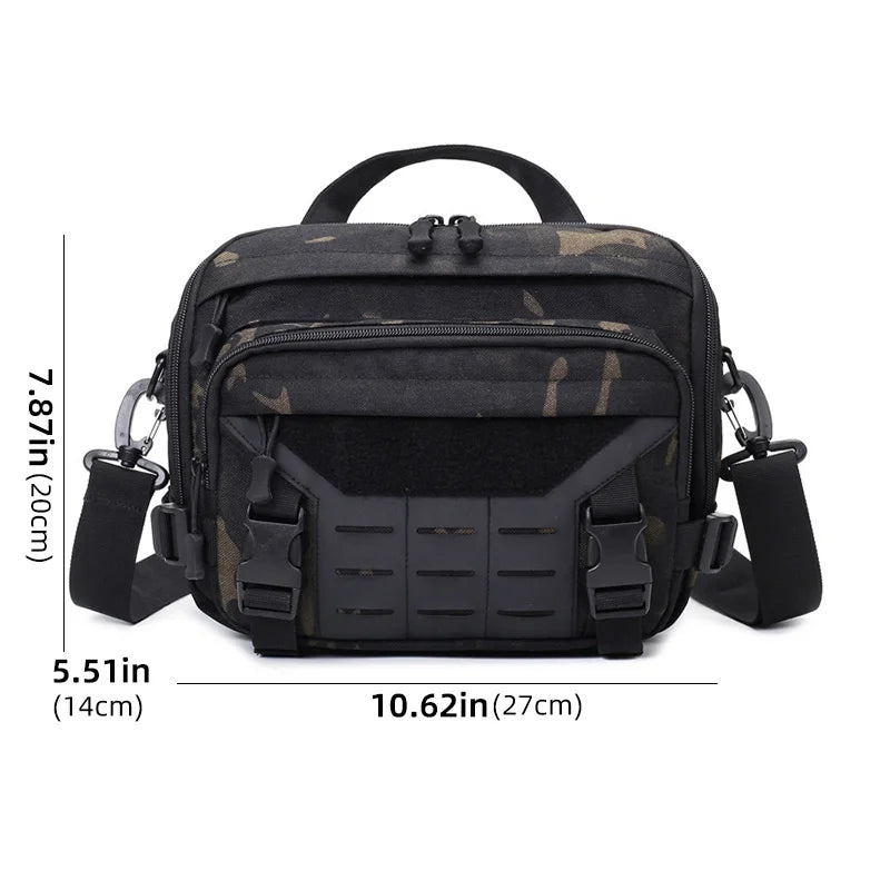 Tactical Molle climbing bag by Corporación Turística, large bandolera style with camouflage pattern for outdoor activities.