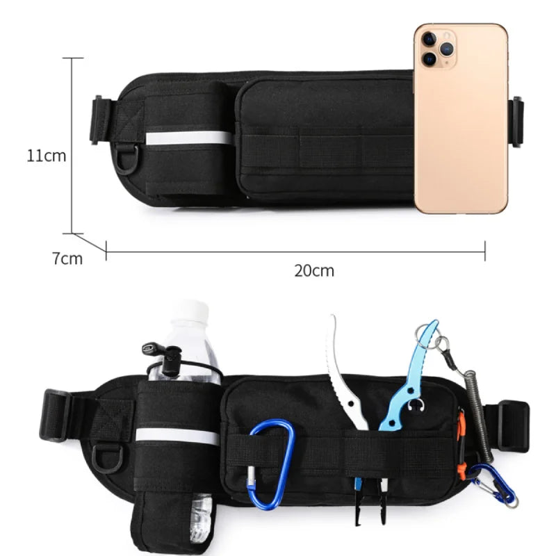 Tactical men's motorcycle waist bag with camouflage design, suitable for sports and outdoor activities by Corporación Turística.