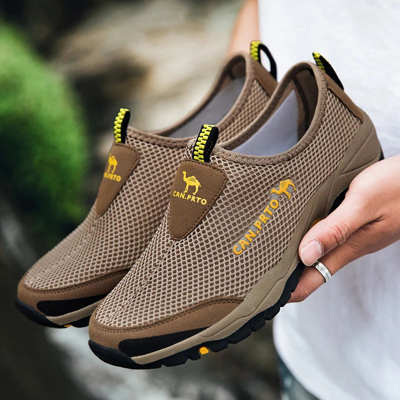 Casual summer shoes in beige from Corporación Turística, stylish and comfortable footwear for men, displayed on a plain background.
