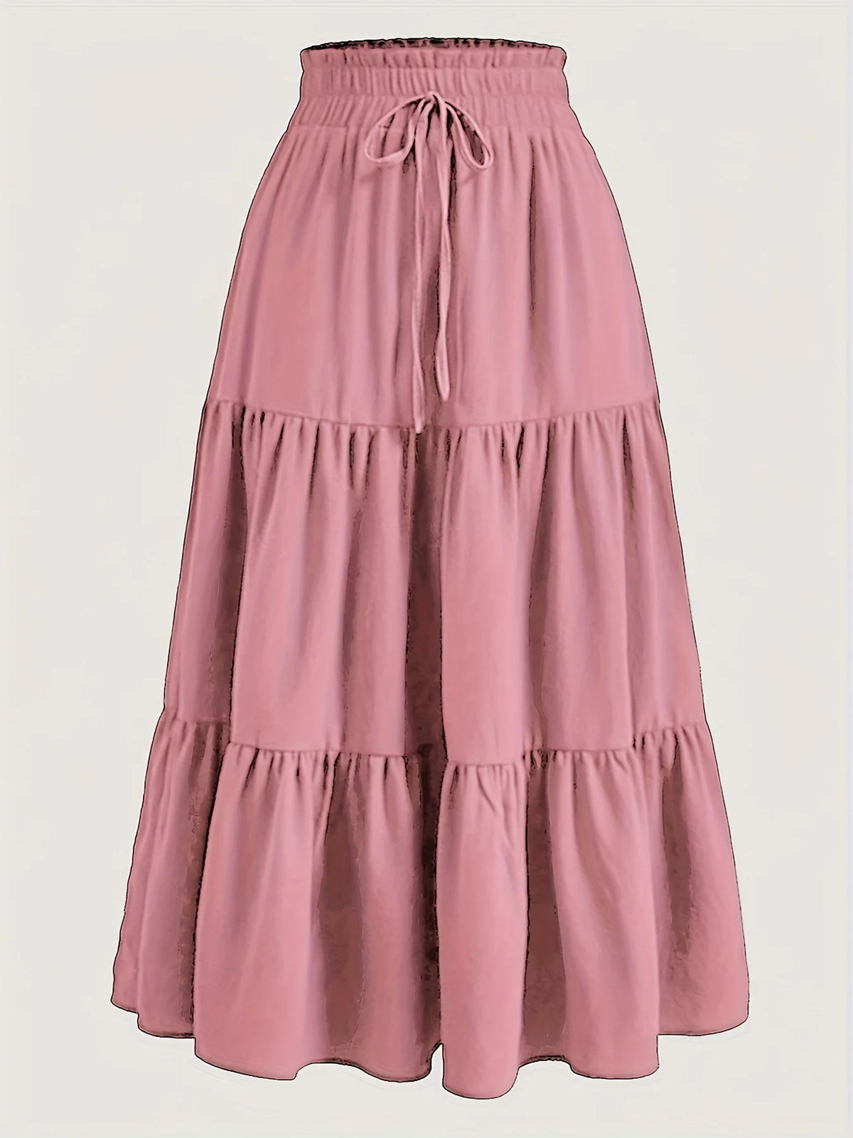 Kaqui medium-length high-waisted elastic skirt by Corporación Turística, shown in a natural fabric with a comfortable fit.