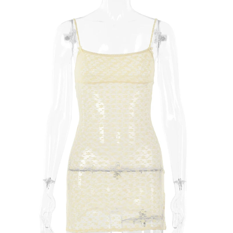 Short fairycore dress with thin straps in a casual style, by BKLD, featuring a caqui color and lightweight fabric.
