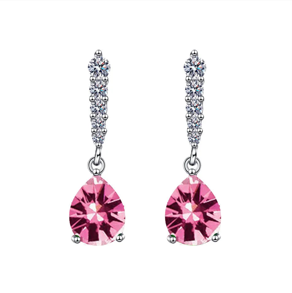 Elegant sterling silver 925 earrings with sparkling AA cubic zirconia, featuring a sophisticated design for special occasions.