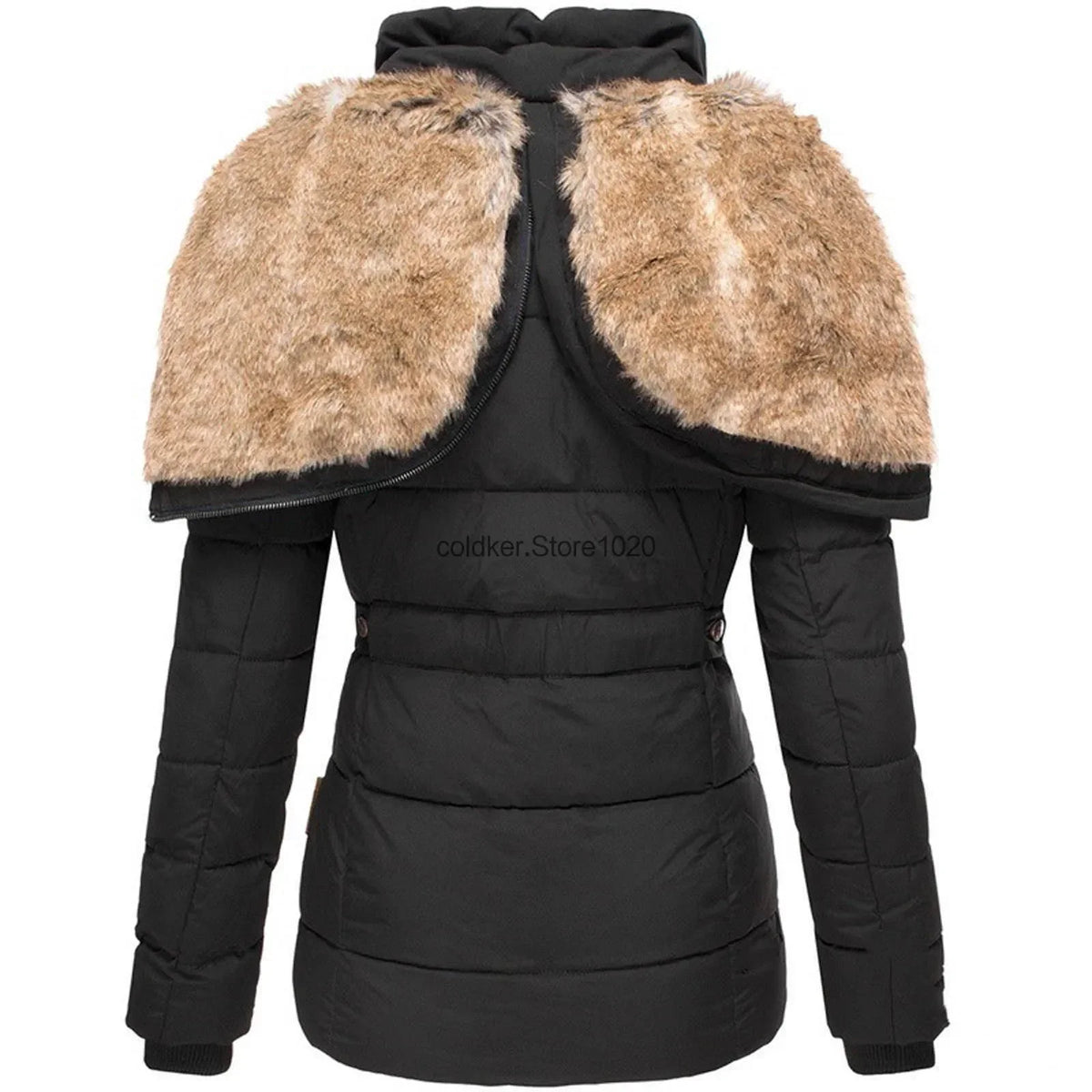 Women’s quilted cotton jacket by Corporación Turística, in champagne color, featuring a padded, stylish winter parka.