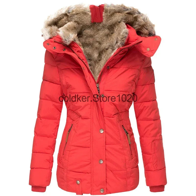 Women's padded cotton jacket by Corporación Turística, in champagne color, XXL size, with a cozy quilted design.