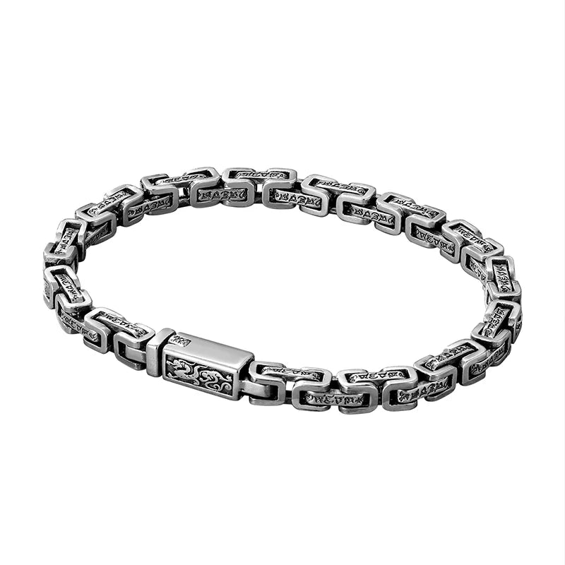 Silver plated HX Hanfeng dragon pattern Mantra of six characters pendant with intricate dragon design and traditional symbols.