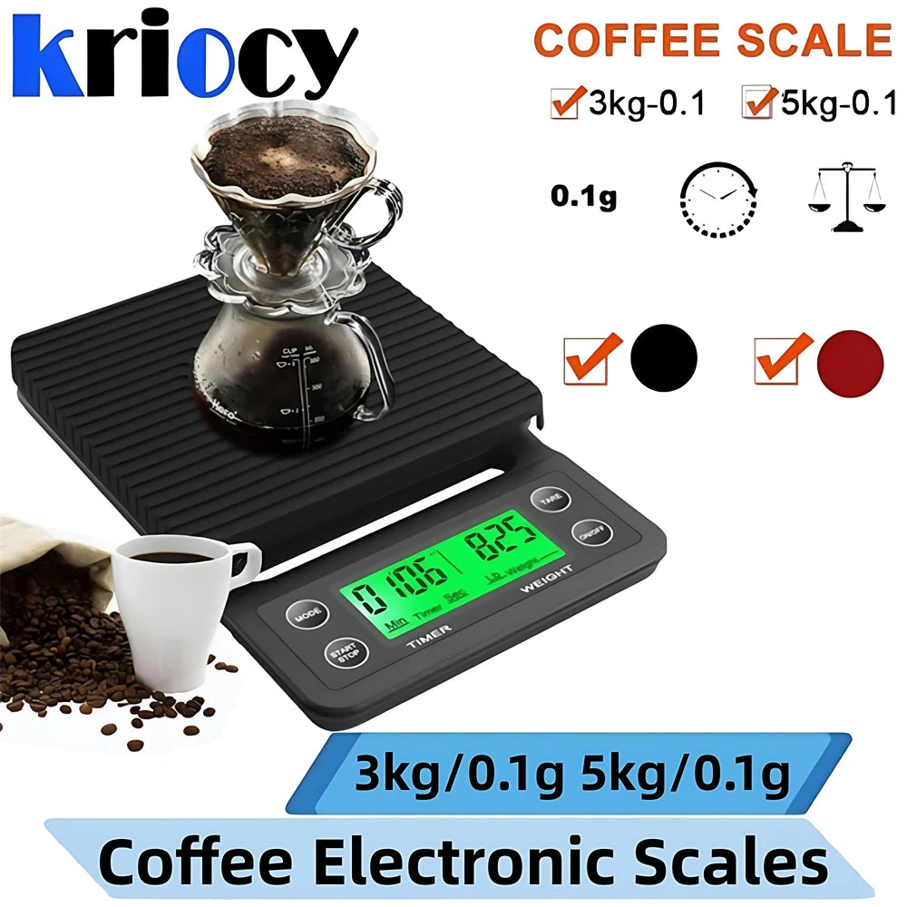 Digital kitchen scale by Corporación Turística, 3kg capacity, 0.1g precision, with timer for coffee and home use.